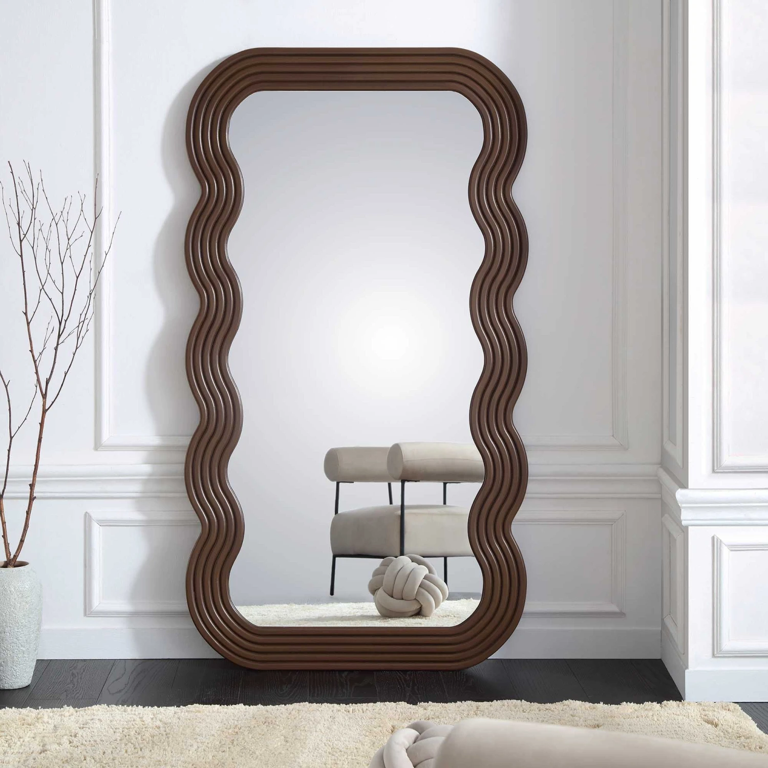 Venus Full Length Wave Mirror 180 X 100 Cm, Walnut 4 Venus Full Length Wave Mirror 180 X 100 Cm, Walnut - Image 2