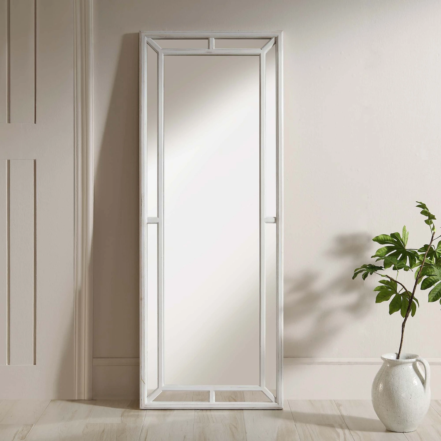 Edgeworth Washed White Full Length Wooden Frame Window Mirror 160 X 60 Cm 4 Edgeworth Washed White Full Length Wooden Frame Window Mirror 160 X 60 Cm - Image 2