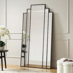 Sonia Black Metal Frame Art Deco Full Length Floor Mirror 179 X 80 Cm