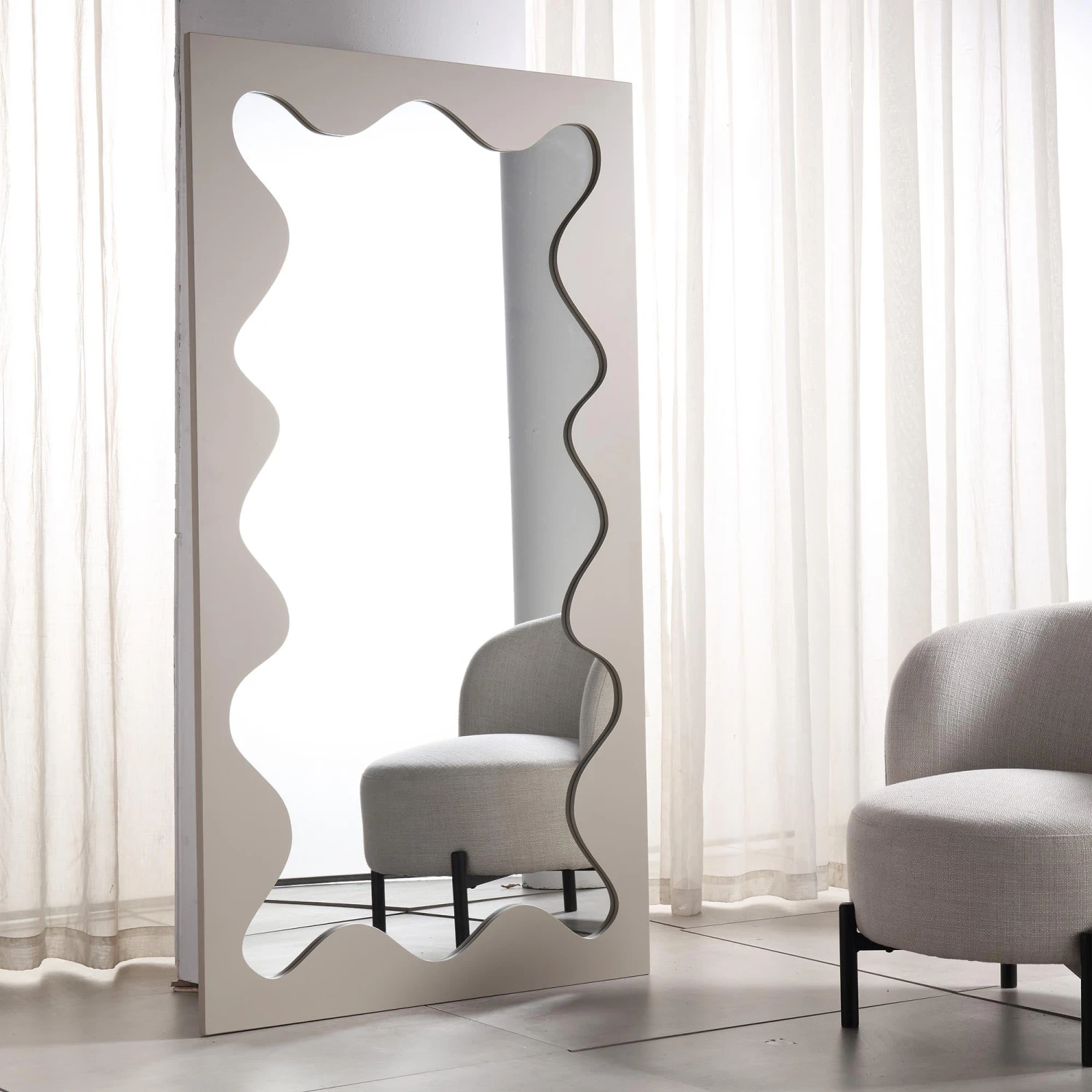 Destin Wave Mirror 180 X 100 Cm, Taupe Gloss 4 Destin Wave Mirror 180 X 100 Cm, Taupe Gloss - Image 2