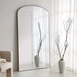 Emmy Extra-Large Black Arch Floor Mirror 180 X 100 Cm