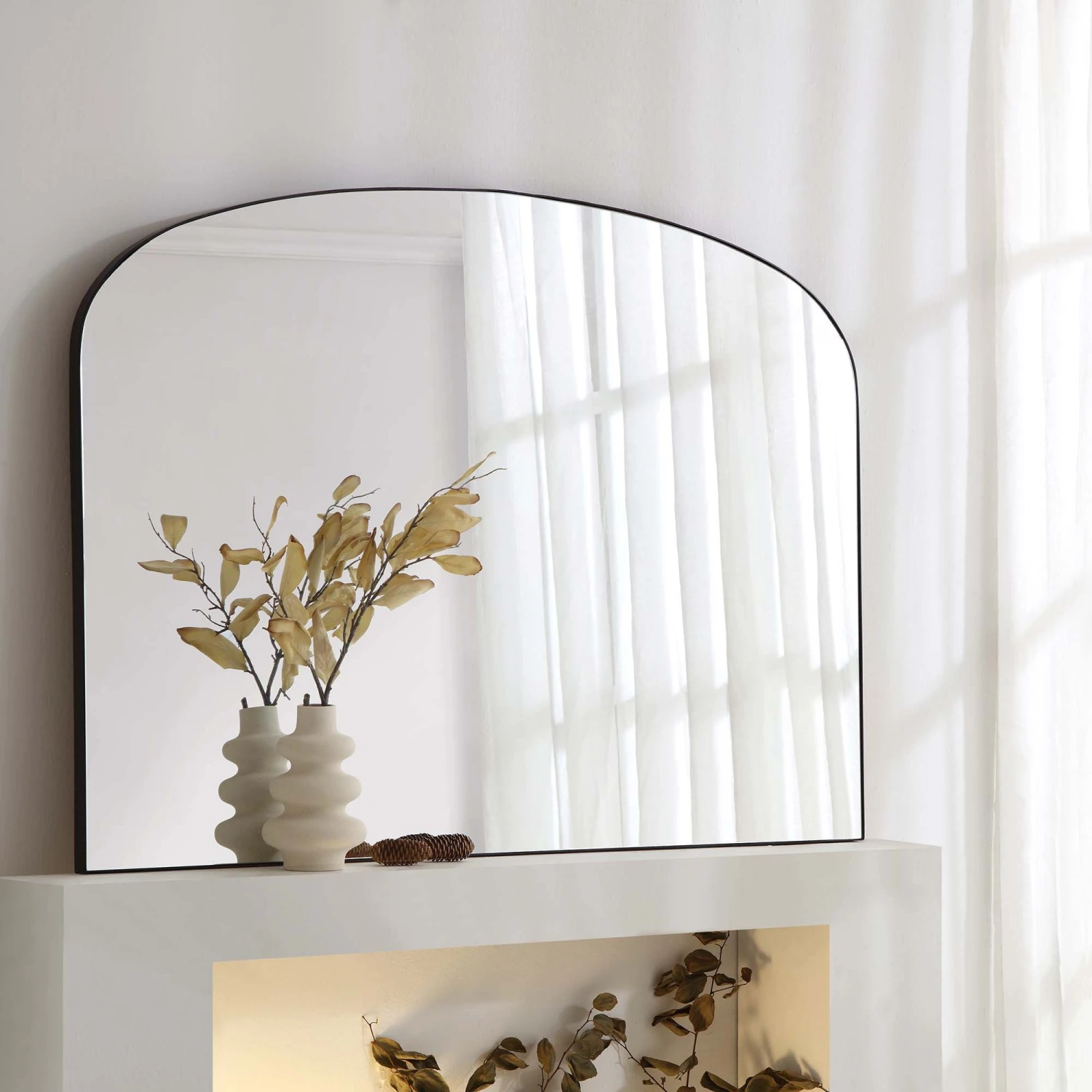 Emmy Black Arch Metal Frame Overmantle Mirror 90 X 120 Cm 4 Emmy Black Arch Metal Frame Overmantle Mirror 90 X 120 Cm - Image 2