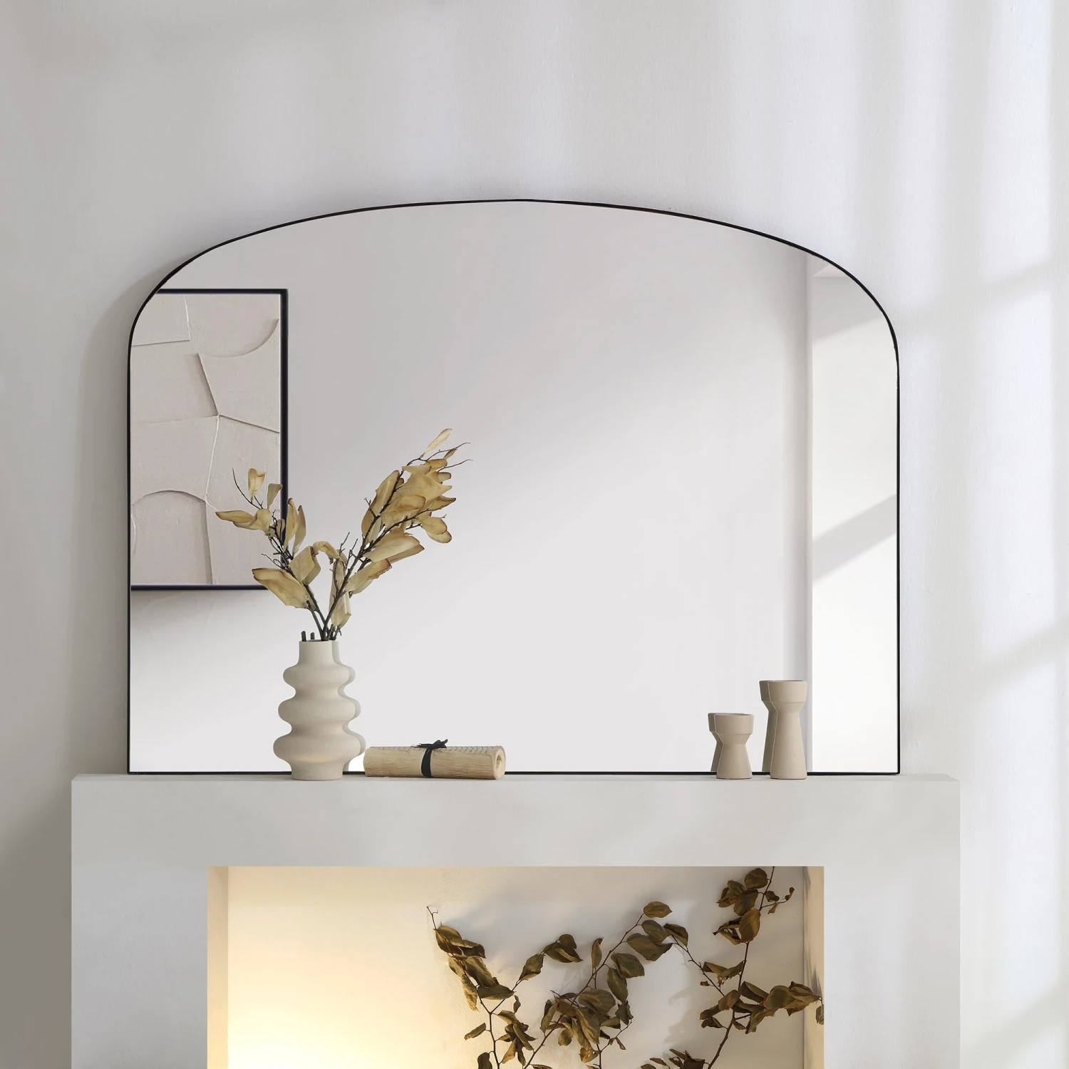 Emmy Black Arch Metal Frame Overmantle Mirror 90 X 120 Cm 3 Emmy Black Arch Metal Frame Overmantle Mirror 90 X 120 Cm