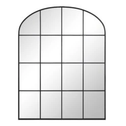 Portobello Arched Full Length Metal Frame Window Mirror 180 X 140 Cm, Black -Daals Shop MIRR 280 BLACK WB1