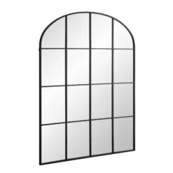 Portobello Arched Full Length Metal Frame Window Mirror 180 X 140 Cm, Black -Daals Shop MIRR 280 BLACK WB2
