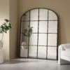 Portobello Arched Full Length Metal Frame Window Mirror 180 X 140 Cm, Black -Daals Shop MIRR 280 BLACK main