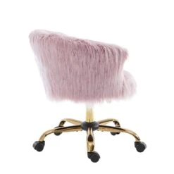 Kylie Plush Shaggy Faux Fur Swivel Chair, Pink -Daals Shop MO103PINKPLUSH WB3