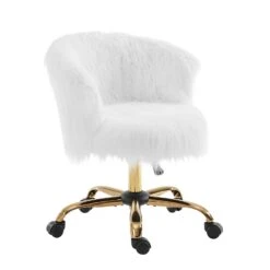 Kylie Plush Shaggy Faux Fur Swivel Chair, White 13 Kylie Plush Shaggy Faux Fur Swivel Chair, White -Daals Shop MO103WHITEPLUSH WB2