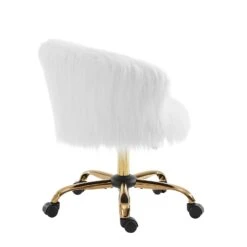 Kylie Plush Shaggy Faux Fur Swivel Chair, White 14 Kylie Plush Shaggy Faux Fur Swivel Chair, White -Daals Shop MO103WHITEPLUSH WB3