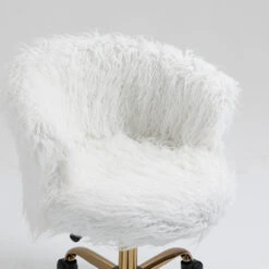 Kylie Plush Shaggy Faux Fur Swivel Chair, White 17 Kylie Plush Shaggy Faux Fur Swivel Chair, White -Daals Shop MO103WHITEPLUSH detail1