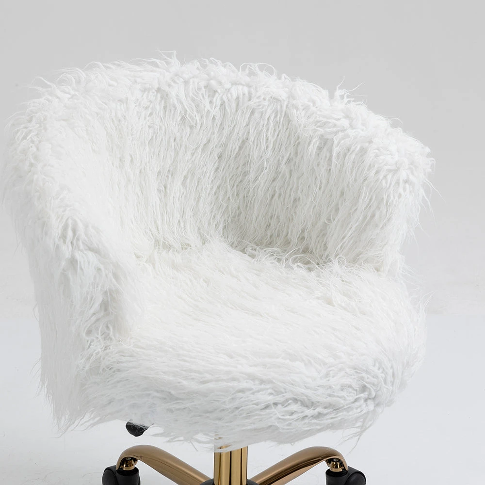 Kylie Plush Shaggy Faux Fur Swivel Chair, White 9 Kylie Plush Shaggy Faux Fur Swivel Chair, White - Image 7