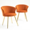 Kylie Set Of 2 Orange Velvet Dining Chairs