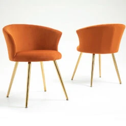Kylie Set Of 2 Orange Velvet Dining Chairs 14 Kylie Set Of 2 Orange Velvet Dining Chairs -Daals Shop MO104ORANGEVEL P 2