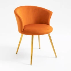 Kylie Set Of 2 Orange Velvet Dining Chairs 15 Kylie Set Of 2 Orange Velvet Dining Chairs -Daals Shop MO104ORANGEVEL P 3