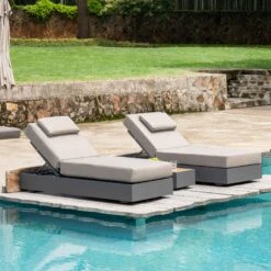 Jardin Aluminium Outdoor Sun Lounger Set, Granite -Daals Shop OD ALU1 GRANITE SUNLG SET scene3