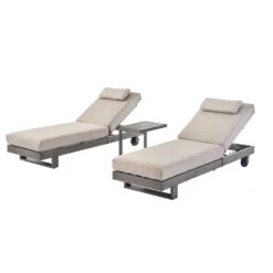Montrose Aluminium Outdoor Sun Lounger Set, Brushed Silver Oak -Daals Shop OD ALU2 WGREY SUNLG SET WB1