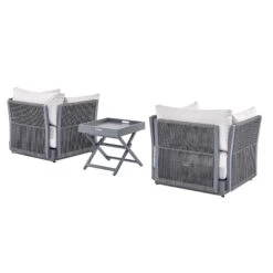 Pedra Rope And Aluminium Outdoor Bistro Set, Grey -Daals Shop OD BISTR 5050 GREY WB4