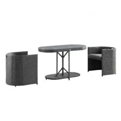 Granchester Rattan Balcony Bistro Set, Grey -Daals Shop OD BISTR 7034 DARKGREY WB2