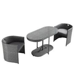 Granchester Rattan Balcony Bistro Set, Grey -Daals Shop OD BISTR 7034 DARKGREY WB3