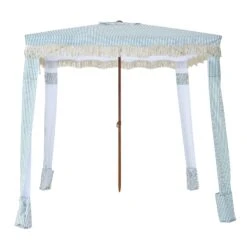 Gabriel Sage Green And White Striped Fringed Cabana 18 Gabriel Sage Green And White Striped Fringed Cabana -Daals Shop OD CABA 03 SAGESTRP WB1