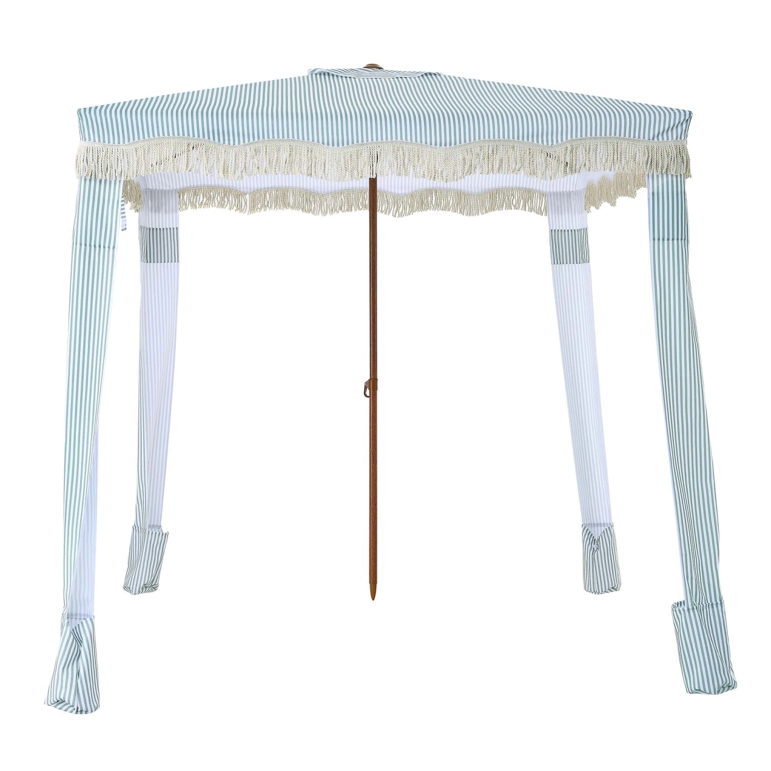 Gabriel Sage Green And White Striped Fringed Cabana 6 Gabriel Sage Green And White Striped Fringed Cabana - Image 4