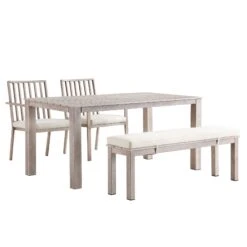 Earlswood Aluminium Washed Wood Effect Dining Set With Bench -Daals Shop OD DINE 1001 NAT WB1