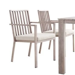 Earlswood Aluminium Washed Wood Effect Dining Set With Bench -Daals Shop OD DINE 1001 NAT detail1
