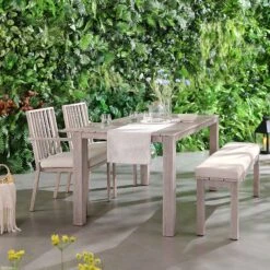 Earlswood Aluminium Washed Wood Effect Dining Set With Bench -Daals Shop OD DINE 1001 NAT scene2