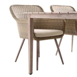 Cliveden Outdoor Aluminium Washed Wood Effect And Round Wicker Rattan 6-Seater Dining Set -Daals Shop OD DINE 1007 NAT detail2