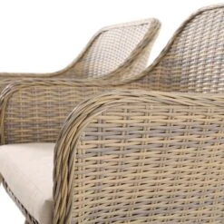 Cliveden Outdoor Aluminium Washed Wood Effect And Round Wicker Rattan 6-Seater Dining Set -Daals Shop OD DINE 1007 NAT detail5