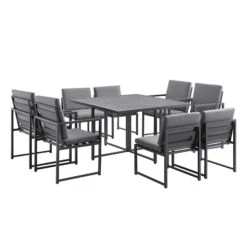 Albany Aluminium 9-Piece Outdoor Cube Dining Set, Grey -Daals Shop OD DINE 1024 GREY WB1