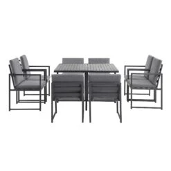 Albany Aluminium 9-Piece Outdoor Cube Dining Set, Grey -Daals Shop OD DINE 1024 GREY WB2