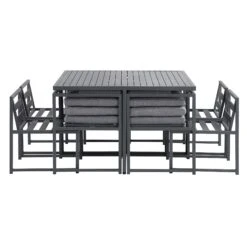Albany Aluminium 9-Piece Outdoor Cube Dining Set, Grey -Daals Shop OD DINE 1024 GREY WB4