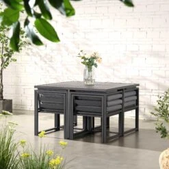 Albany Aluminium 9-Piece Outdoor Cube Dining Set, Grey -Daals Shop OD DINE 1024 GREY scene2 76ea5822 e7b9 4019 ab06 420101f66e20