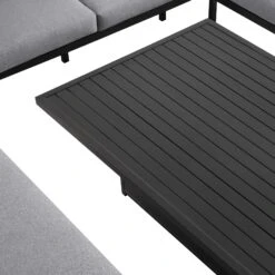 Calabasas Large Outdoor Fabric And Aluminium Corner Casual Dining Set With Rising Table, Dark Grey -Daals Shop OD DINE 1027 DARKGREY detail3