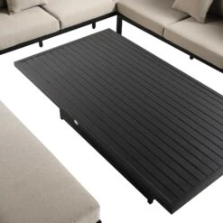 Calabasas Large Outdoor Fabric And Aluminium Corner Casual Dining Set With Rising Table, Taupe -Daals Shop OD DINE 1027 TAUPE detail3