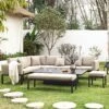 Calabasas Large Outdoor Fabric And Aluminium Corner Casual Dining Set With Rising Table, Taupe -Daals Shop OD DINE 1027 TAUPE main e6a67297 e095 4384 963c 95a77037632d
