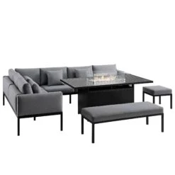 Calabasas Large Outdoor Fabric And Aluminium Corner Casual Dining Set With Firepit Table, Dark Grey 27 Calabasas Large Outdoor Fabric And Aluminium Corner Casual Dining Set With Firepit Table, Dark Grey -Daals Shop OD DINE 1028 DARKGREY WB4
