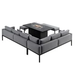 Calabasas Large Outdoor Fabric And Aluminium Corner Casual Dining Set With Firepit Table, Dark Grey 25 Calabasas Large Outdoor Fabric And Aluminium Corner Casual Dining Set With Firepit Table, Dark Grey -Daals Shop OD DINE 1028 DARKGREY WB5