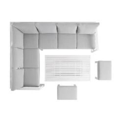 Albany Aluminium Large Corner Casual Dining Set With Rising Table, White -Daals Shop OD DINE 1045 WHITE WB5