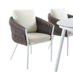 Montebello 6-Seater Outdoor Taupe Rope And Aluminium Oval Dining Set With White Ceramic Dining Table -Daals Shop OD DINE 1072 WHITE detail1