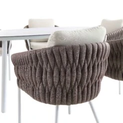 Montebello 6-Seater Outdoor Taupe Rope And Aluminium Oval Dining Set With White Ceramic Dining Table -Daals Shop OD DINE 1072 WHITE detail2