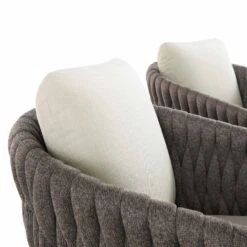 Montebello 6-Seater Outdoor Taupe Rope And Aluminium Oval Dining Set With White Ceramic Dining Table -Daals Shop OD DINE 1072 WHITE detail4