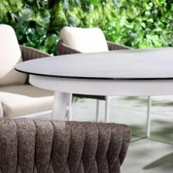 Montebello 6-Seater Outdoor Taupe Rope And Aluminium Oval Dining Set With White Ceramic Dining Table -Daals Shop OD DINE 1072 WHITE scene2