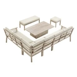 Earlswood Aluminium Washed Wood Effect Large Corner Sofa Set With Rising Table -Daals Shop OD DINE 1245 NAT WB6