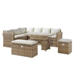 Granchester Rattan Rectangular Corner Dining Sofa Set With Rising Table, Natural 24 Granchester Rattan Rectangular Corner Dining Sofa Set With Rising Table, Natural -Daals Shop OD DINE 6421 NAT WB1