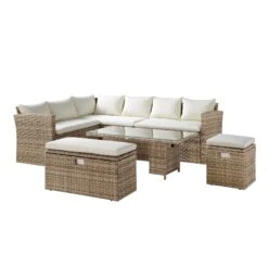 Granchester Rattan Rectangular Corner Dining Sofa Set With Rising Table, Natural 26 Granchester Rattan Rectangular Corner Dining Sofa Set With Rising Table, Natural -Daals Shop OD DINE 6421 NAT WB3