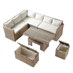 Granchester Rattan Rectangular Corner Dining Sofa Set With Rising Table, Natural 30 Granchester Rattan Rectangular Corner Dining Sofa Set With Rising Table, Natural -Daals Shop OD DINE 6421 NAT WB5