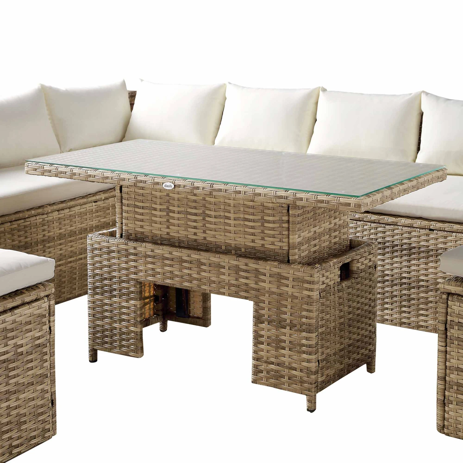 Granchester Rattan Rectangular Corner Dining Sofa Set With Rising Table, Natural 15 Granchester Rattan Rectangular Corner Dining Sofa Set With Rising Table, Natural - Image 13