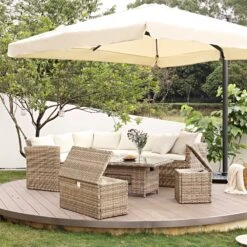 Granchester Rattan Rectangular Corner Dining Sofa Set With Rising Table, Natural 23 Granchester Rattan Rectangular Corner Dining Sofa Set With Rising Table, Natural -Daals Shop OD DINE 6421 NAT sene2